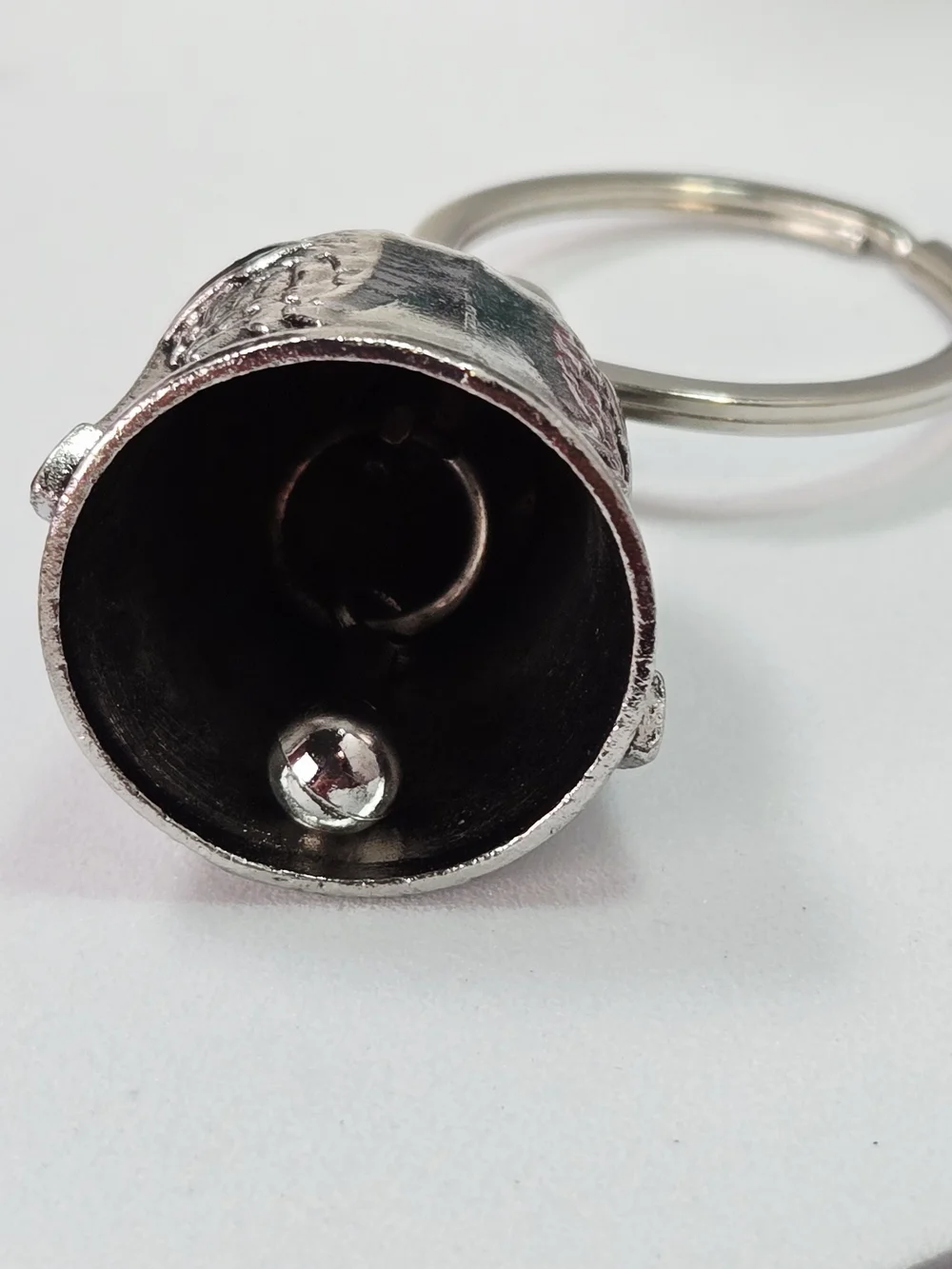Silver Cross & Wings Bell Keychain